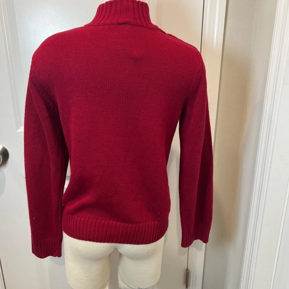 Gymboree Unisex Sweater Cable Knit Button Mock Neck Red Size 10-12